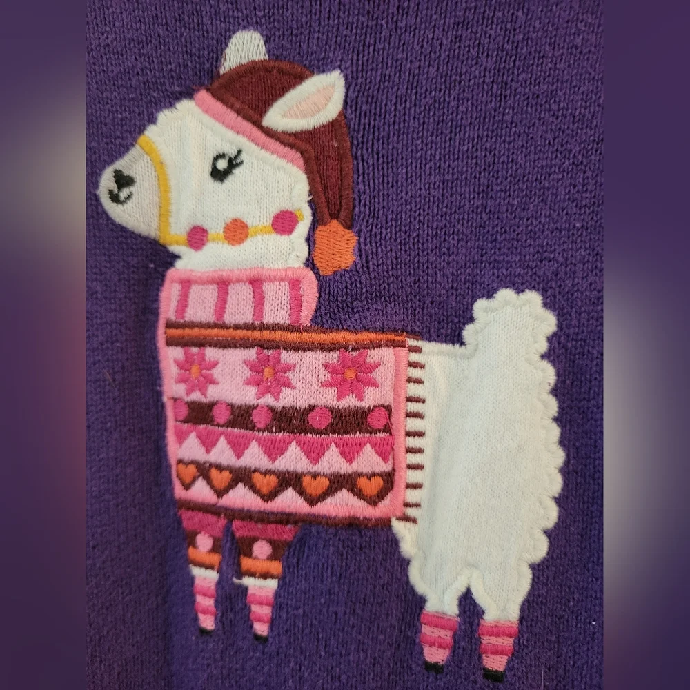 Gymboree Kids' Purple Little Llamas Sweater Dress - Size 7